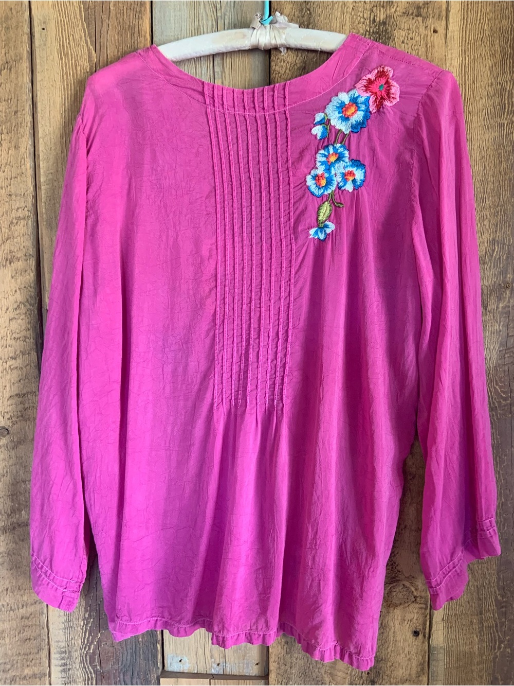 Johnny Was Bright Fuchsia Embroidered Peasant Tunic - Picture 4 of 14